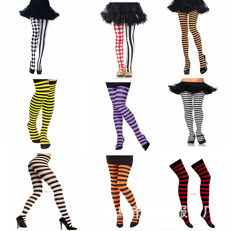Halloween Masquerade Party Striped Stockings cosplay Cotton Stockings Christmas Striped Stockings