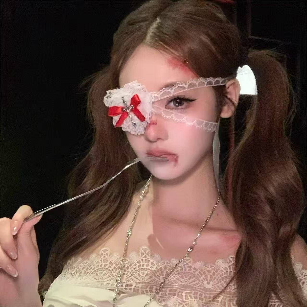 Love Cross Strap Eye Mask Dark Gothic Style Lace Sexy Accessories Cos Halloween Eye Mask P08