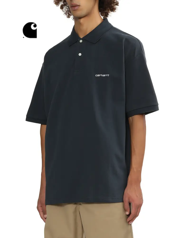 Carhartt Wip Short-Sleeved Polo Shirt Men's Classic Logo letter Embroider Wide Version Carhartt a 241028 N