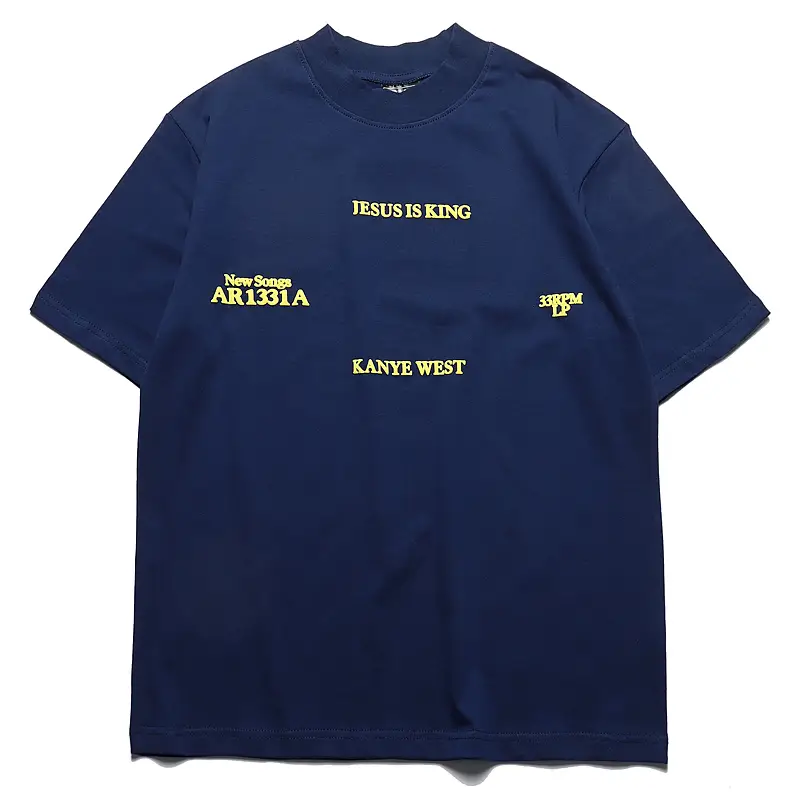 Kanye Kanye Fog High Street Loose Shoulder-Length Short-Sleeved T-Shirt for Men and Women Students, Pure Cotton Top
