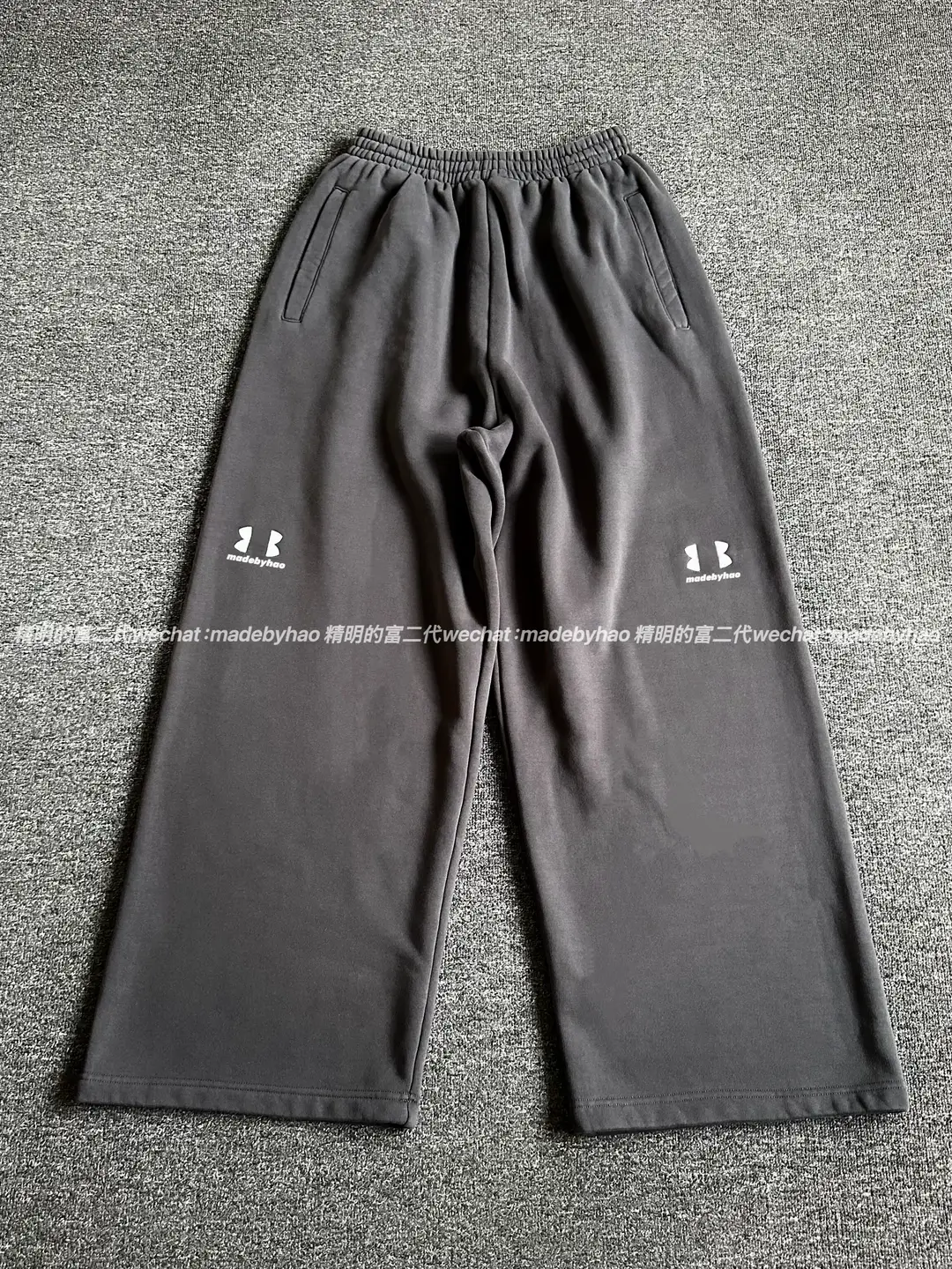 [Ceiling Embroider] 25ss sports co-Embroider logo washed black and gray trousers for men and women