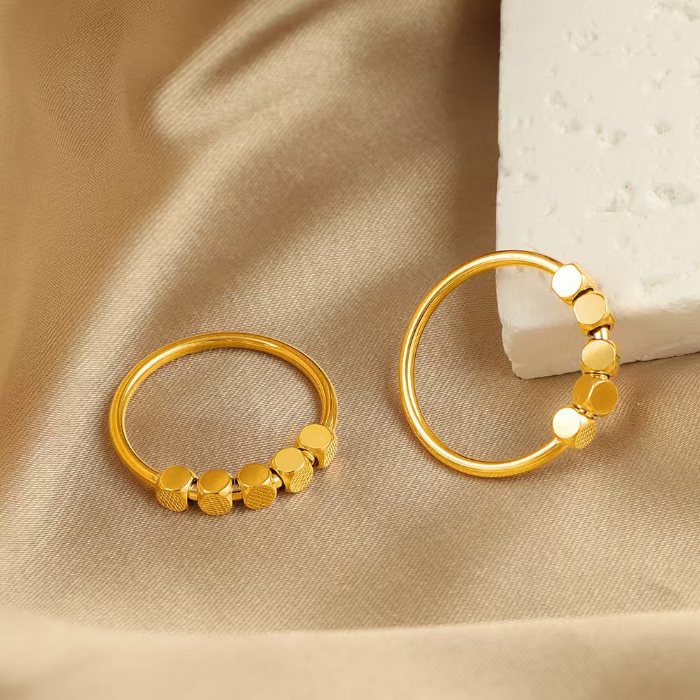 Gold Vintage Copper Coin Ring for Women, Light Luxury Niche Design, Index Finger Ring, 18K Gold Plated, Adjustable Open Ring