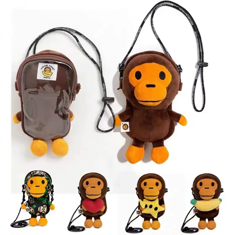 Japanese Trendy Brand Bapex Milo Monkey Children's Single Shoulder Crossbody Bag Phone Bag Camouflage Phone Bag Cartoon
