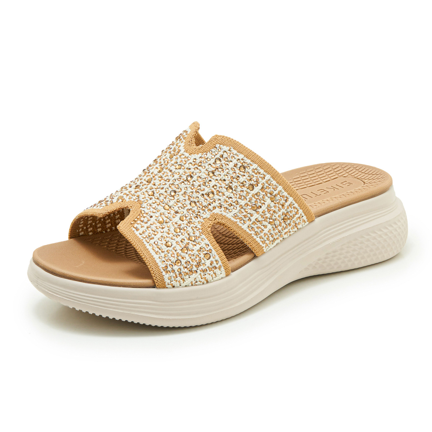H8928-15 Rhinestone Thick-Soled Sandals for Women, Large Size, Wedge Heel, Slip-On, Wholesale for Export to the Usa and Europe