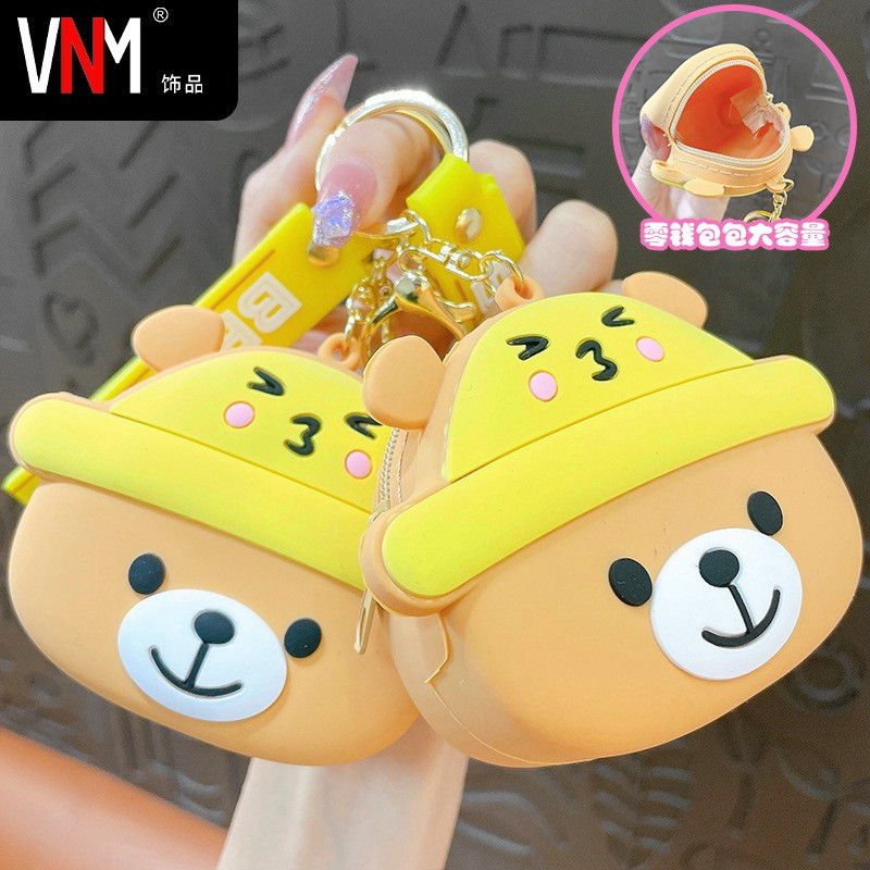 New hat bear coin purse keychain exquisite cute mouth red envelope pendant car accessories small gifts wholesale