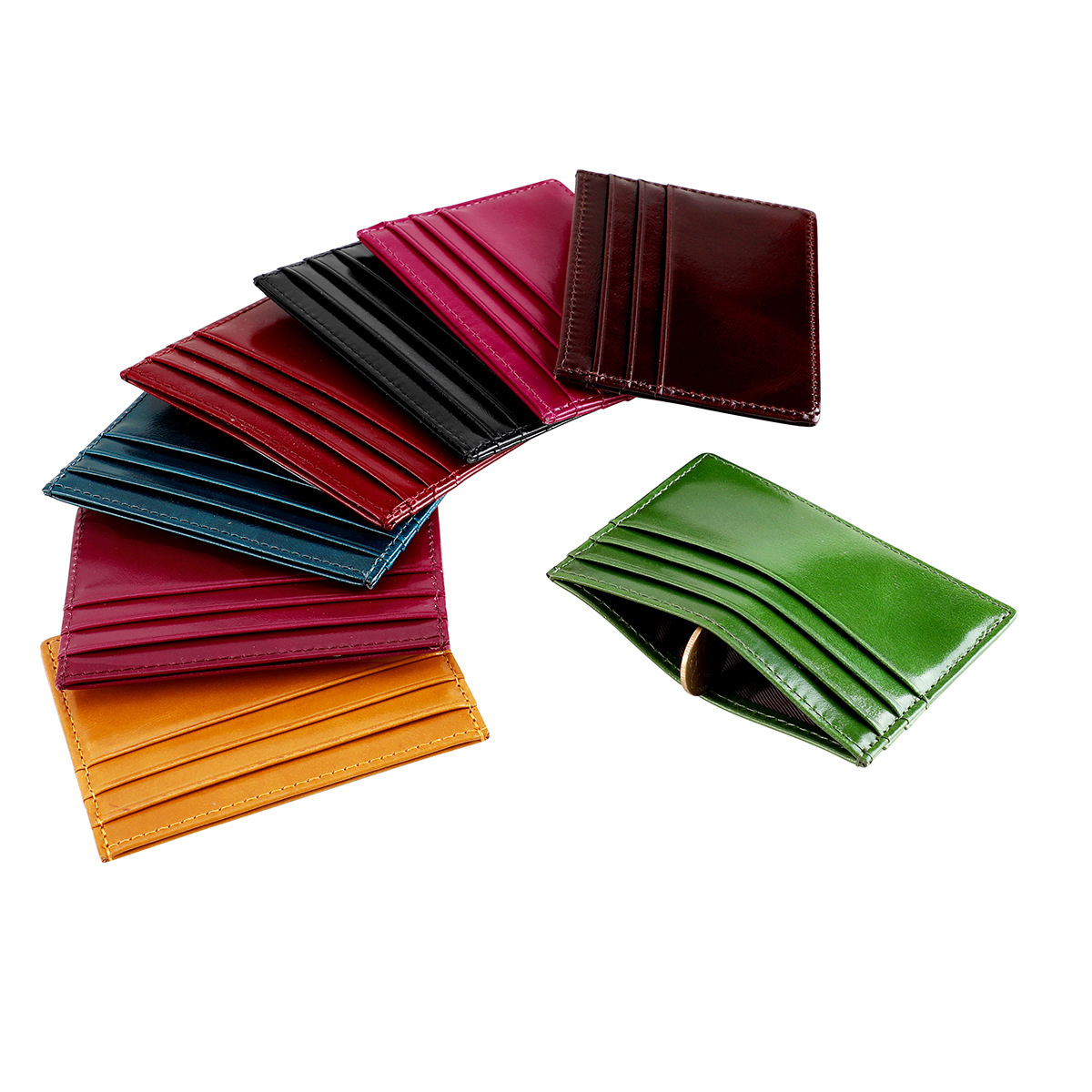 New Oil Wax Leather Card Holder Texture Bank Card Credit Card Shopping Card Ultra-Thin Cosmetics Bag Genuine Leather Coin Purse