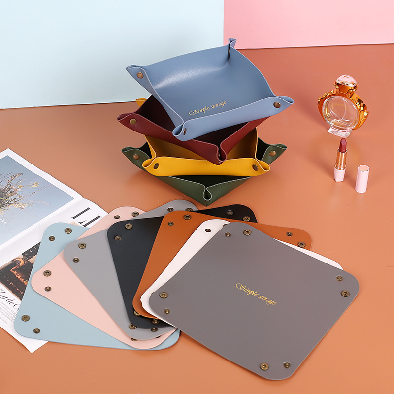 Carefully Selected Cross-Border Leather Storage Tray, Nordic Ins-Style Desktop Entryway Key and Cosmetics Leather Organizer Tray Foto QC de 1688 na Qualit.ly