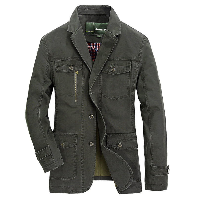 Spring Men's 95 Cotton Washed Jacket Loose Large Size Business Casual Small Suit Spring Jacket Fashionable Overalls Jacket