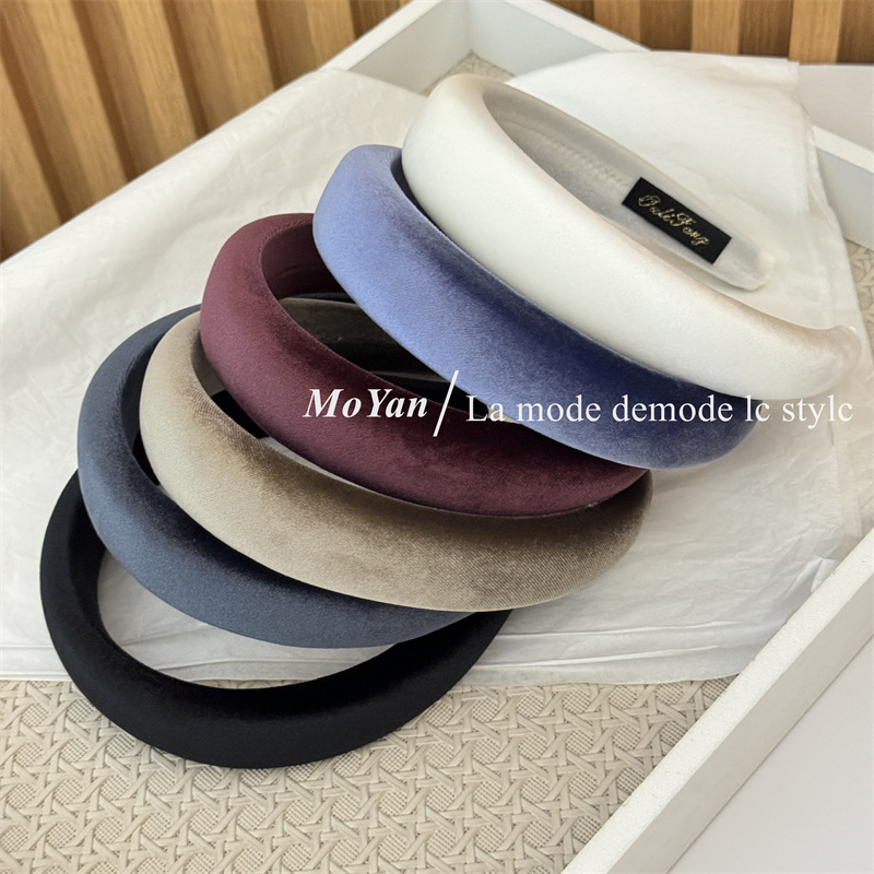 Korean-Style Velvet Sponge Headband for Women, Fashionable, Gentle, Versatile, High Crown Headband, 2025 New Stylish and Elegant Hairpin
