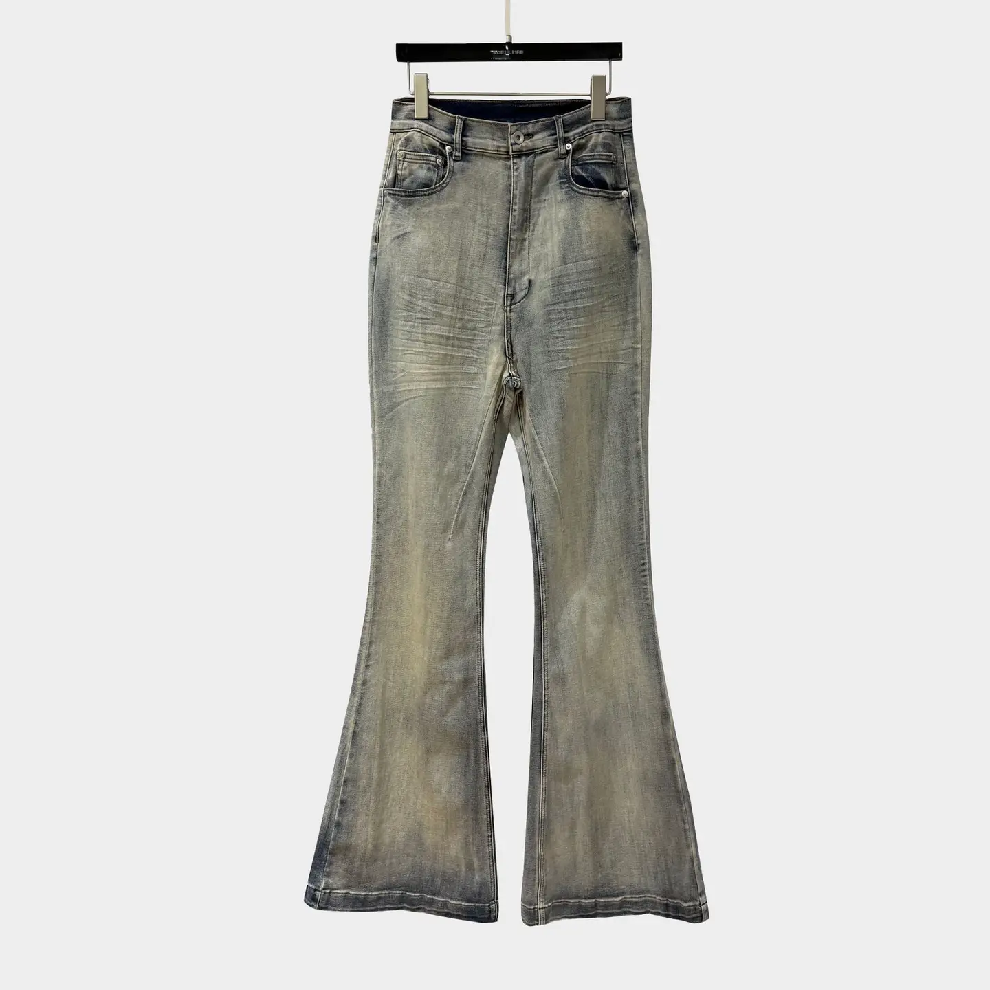 SUBHUMAN women's models丨2025 new Europe and the United States high-waisted wrinkled washed women's casual flared jeans pants