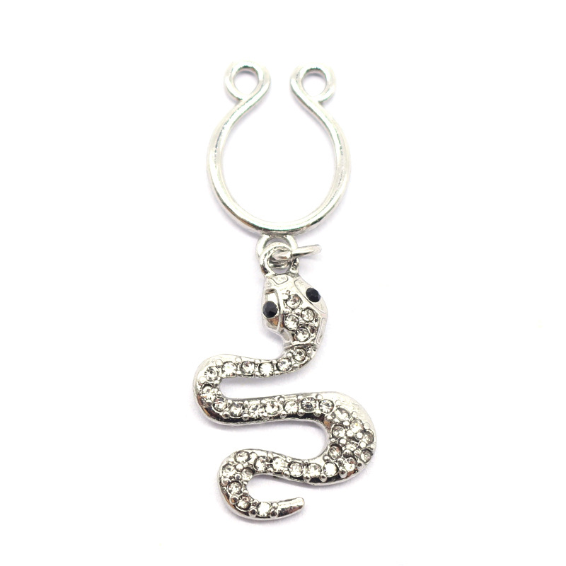 Gaibei European and American cross-border snake-shaped breast ring Zodiac Snake breast clip breast nail non-hole puncture jewelry factory in stock