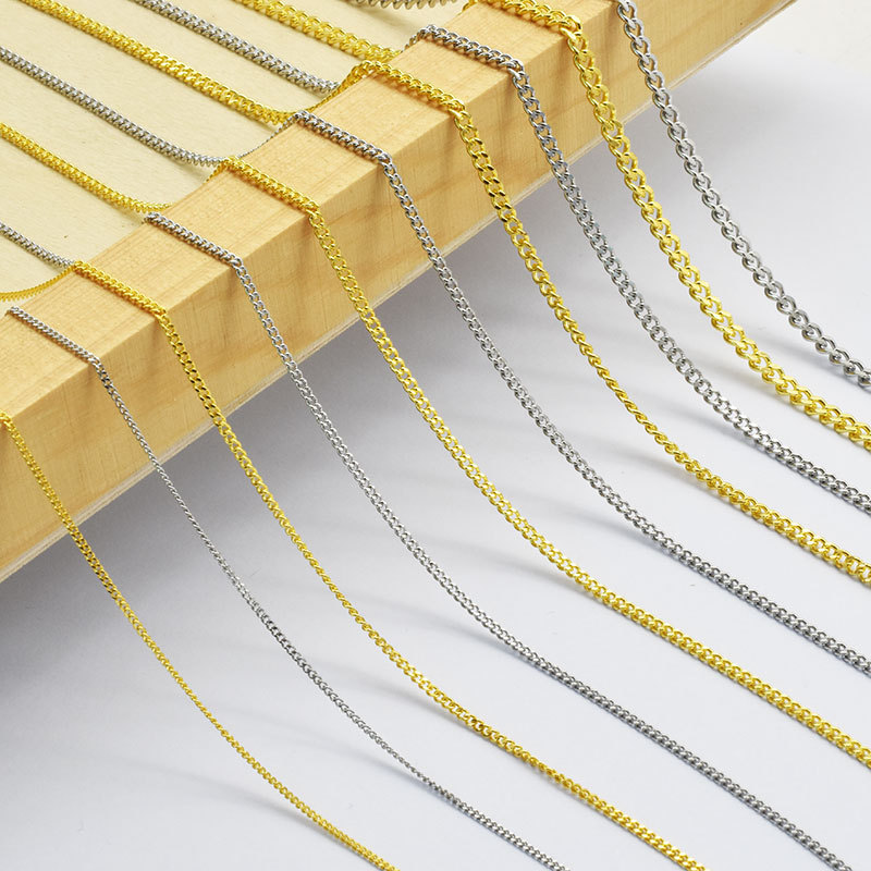 Multi-Size 304 Stainless Steel Flattened Chain Encrypted Chain DIY Jewelry Accessories Necklace Clothing Nail Art Side Chain Wholesale
