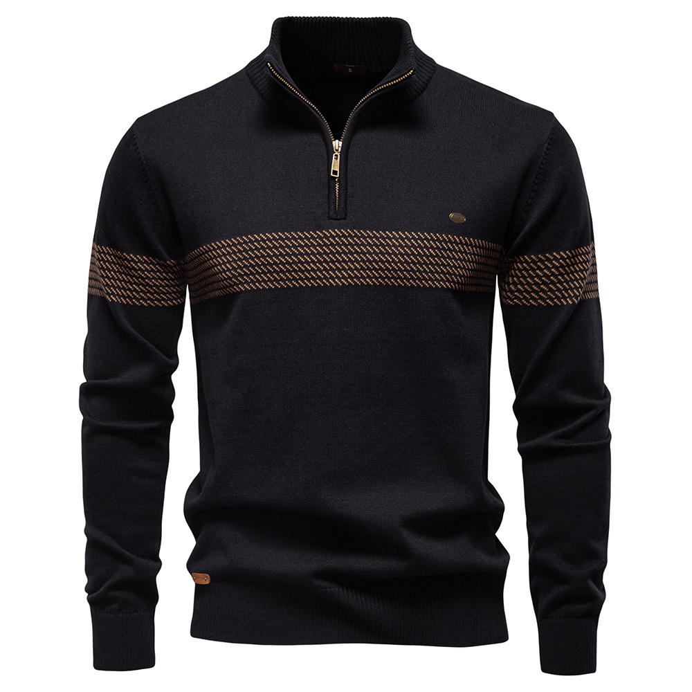2025 Autumn and Winter New Business Stand Collar Men's Cotton Sweater European Size High Quality Casual Half Zipper Men's Top