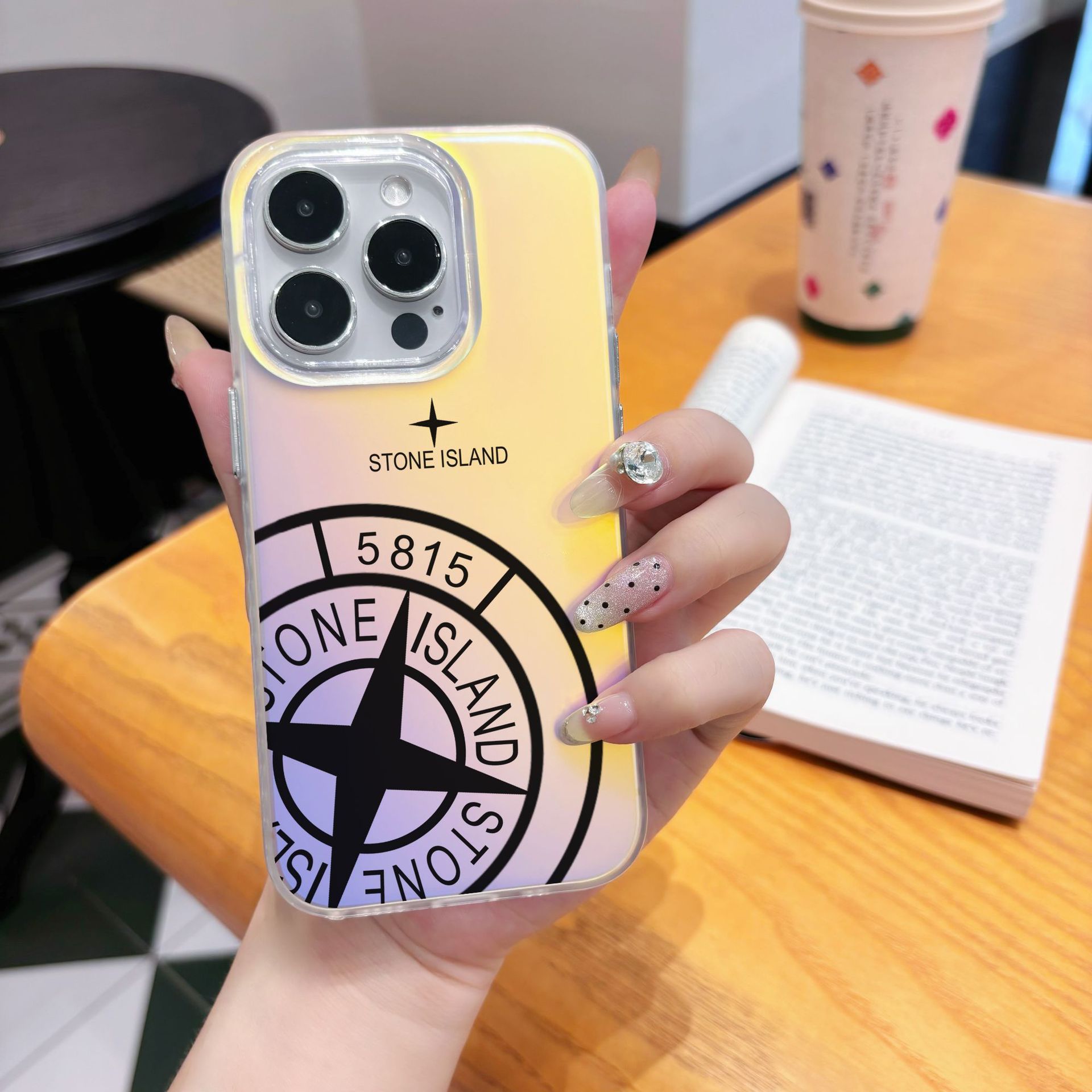 Suitable for Apple 16promax Mobile Phone Case iphone15 Chameleon 13 Laser 14 Set IMD1112 Stone Island