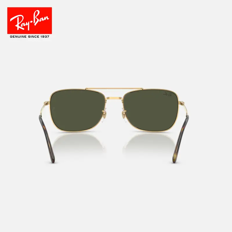 [2025 Spring and Summer New Products] Ray-Ban Rectangular Metal Sunglasses Men's and Women's Narrow Frame Glasses Sunglasses 0Rb3755