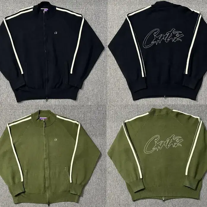 Street Hip-Hop Embroidered Letter Stand-Up Collar Zipper White Zip-Up Cardigan Knit Sweater Jacket