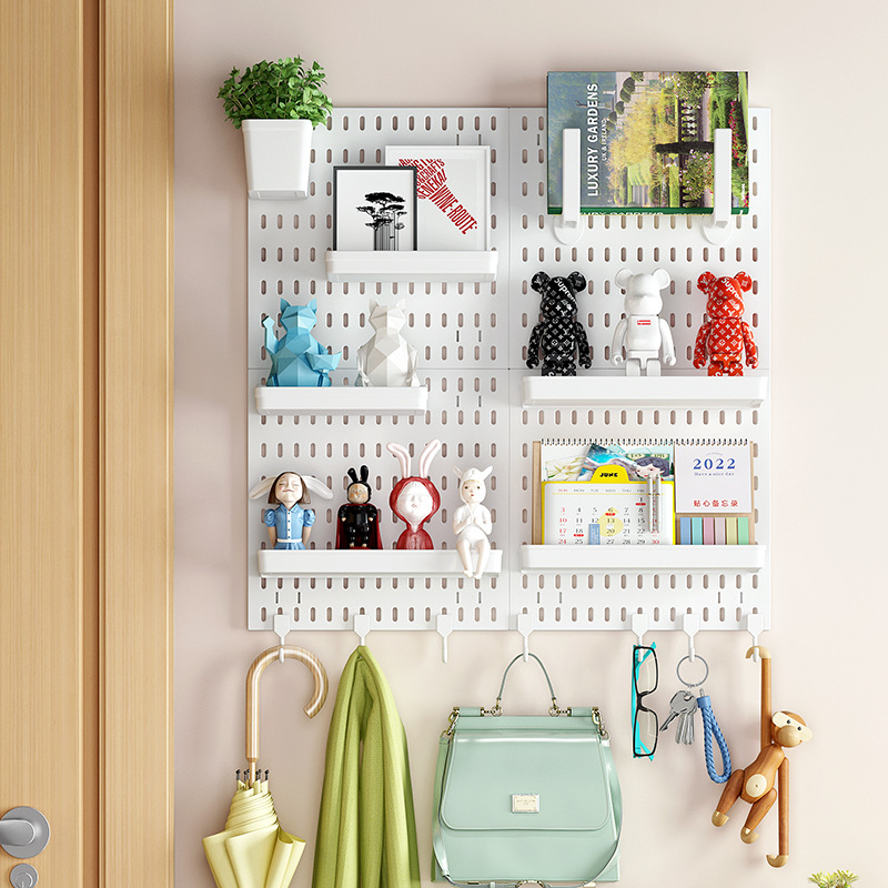 Hole-Free Perforated Board Storage Rack Simple Hanging Partition Display Rack Study Computer Desk Home Storage Bracket