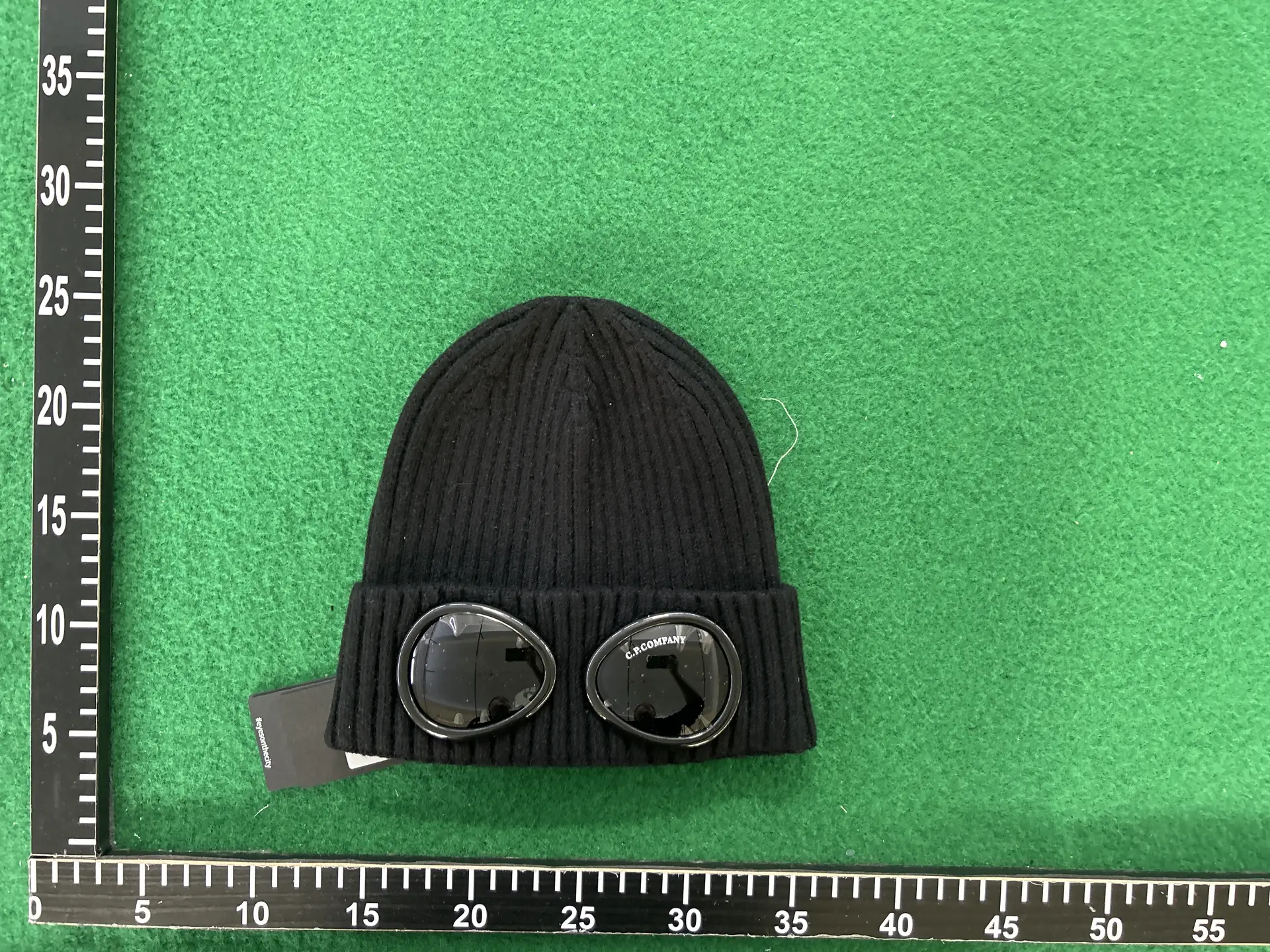 C.P. Company Black Knitted Goggle Hat