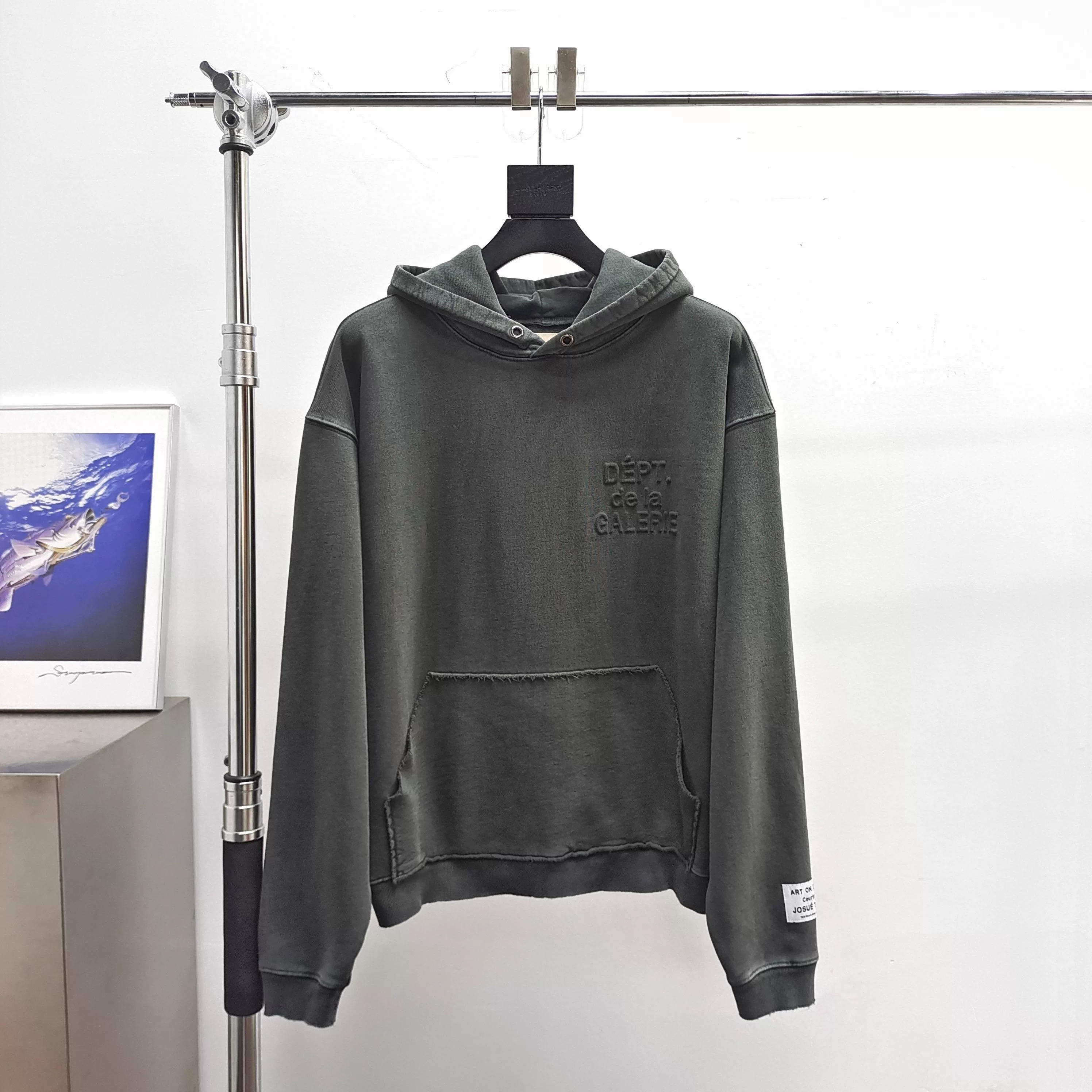 Gallery Dept 立体法文灰褐色OS帽衫卫衣