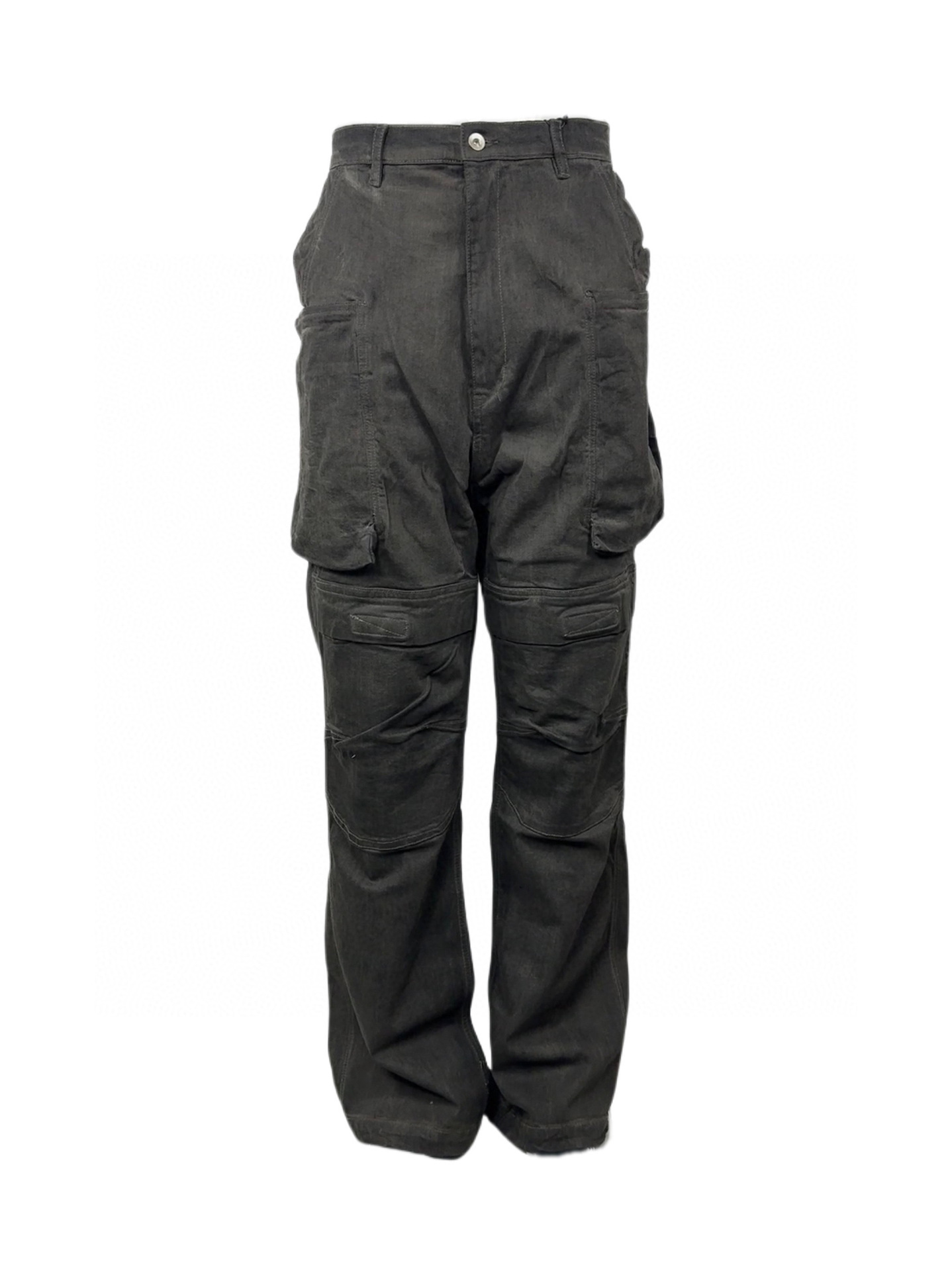 2025 High Street Rick Style Owens Dark Stefan Cargo Workwear Denim Straight T0 Stiff Pants