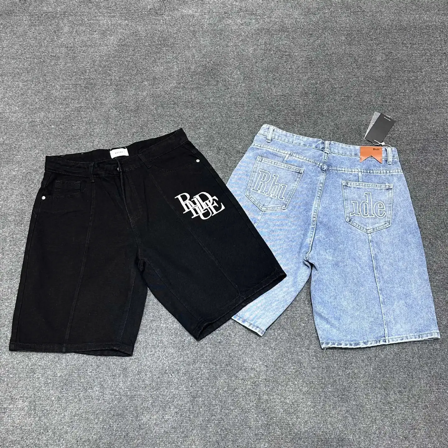 Embroidered denim shorts men's and women's high street casual five pants rh