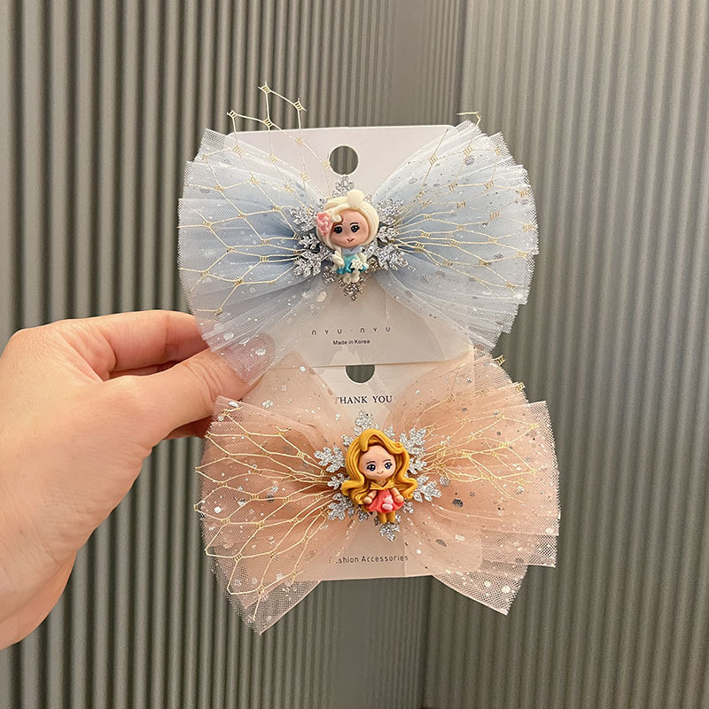 Small Wholesale Korean Elsa Princess Bow Hair Accessories Children's Hairpins Little Girls Hairpins Hairbands Cross-Border Headwear
