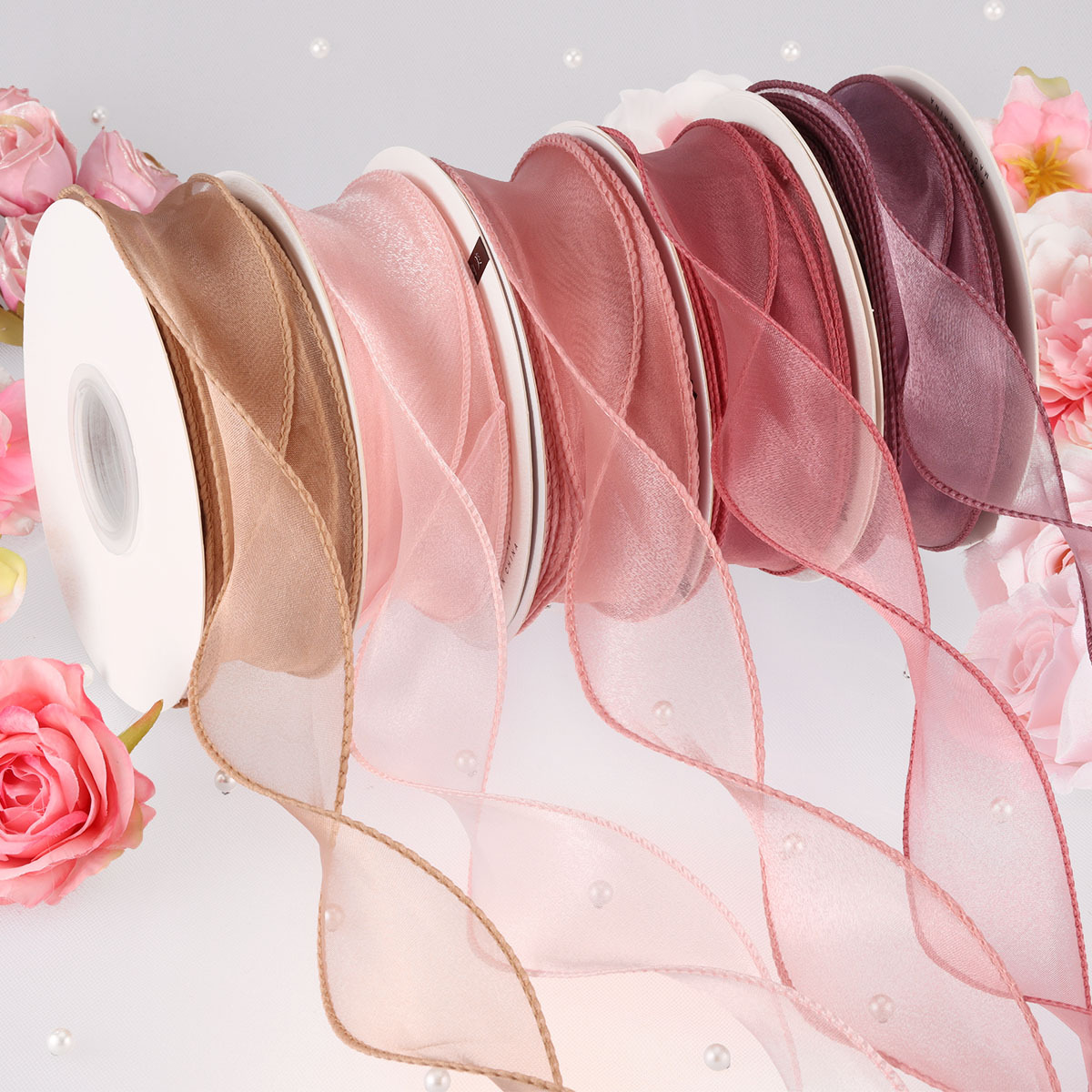 Flower packaging ribbon wavy yarn bouquet packaging hem ribbon florist material ribbon wholesale solid color fishtail yarn