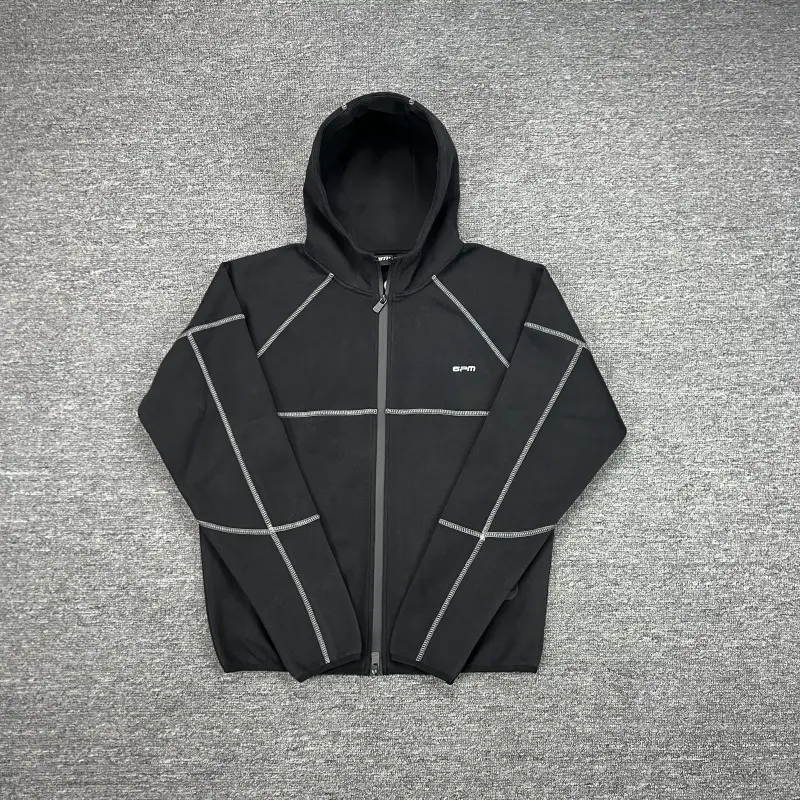 Autumn and Winter New 6Pm Spliced Zipper Jacket Jacket Small Label Embroider Casual Sports Versatile Hooded Sweatshirt for Men and Women