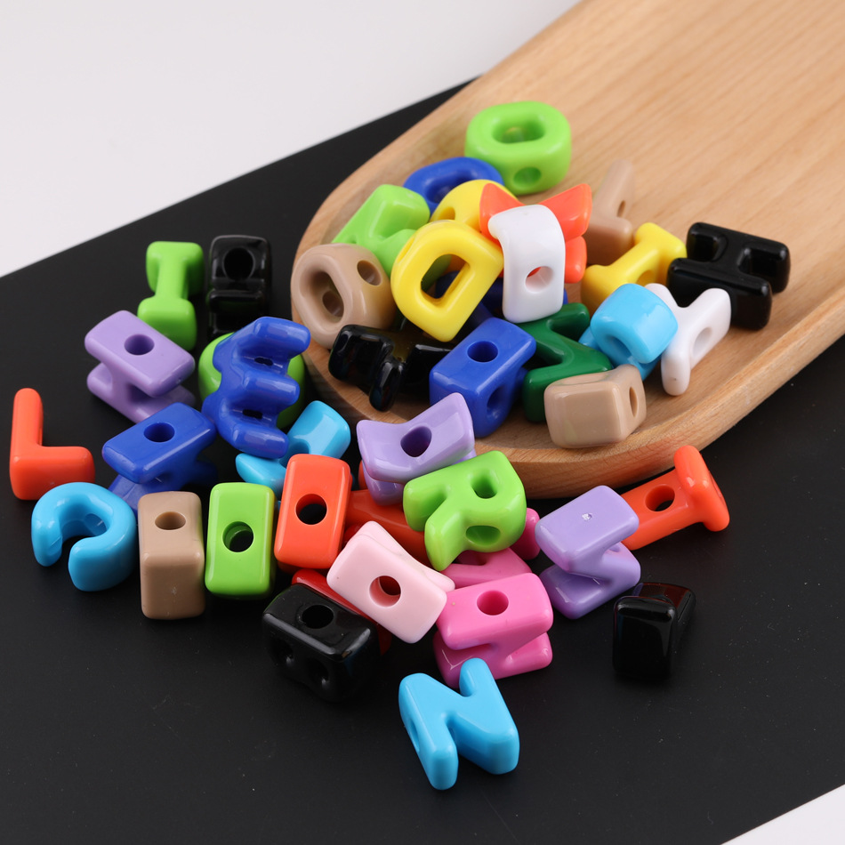 Dopamine Solid Color Large Hole English Letters DIY Handmade Shoelace Beaded Necklace Mobile Phone Chain Jewelry Accessories