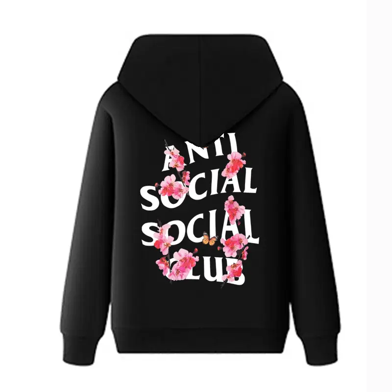 New ASSC ANTI SOCIAL CLUB hooded sweater spider web butterfly fleece-lined loose pullover coat