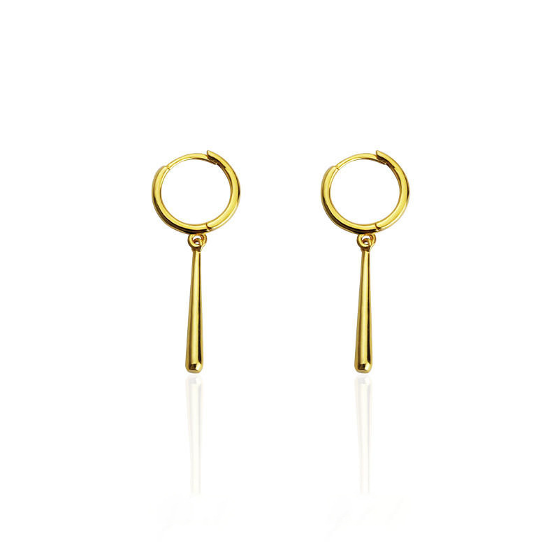 Long One-character Ear Buckle Men's and Women's Same One Piece Sallon Ear Drop Trendy High-end Sense Personality Single Earrings