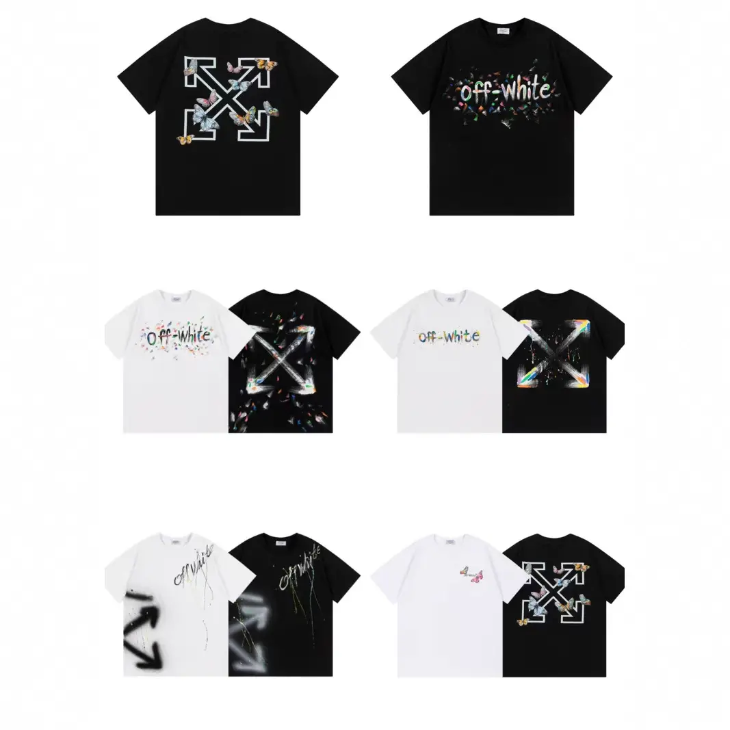 25 Trendy Brand Cartoon Graffiti Oil Painting Arrow Short-Sleeved Men and Women Loose Couple Cotton Half-Sleeved T-Shirt Summer Collection Wholesale