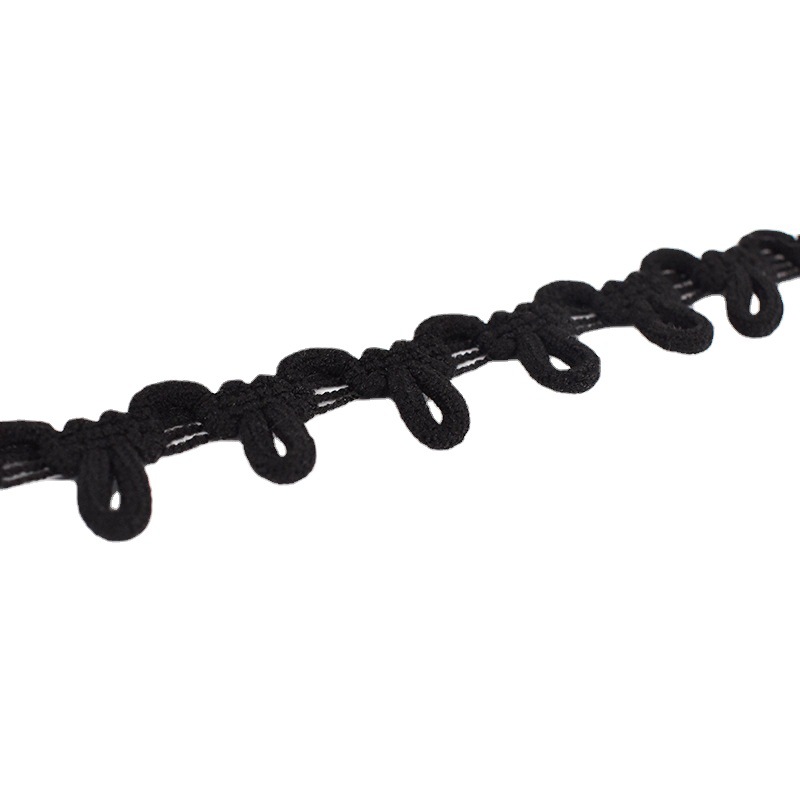 Black and white elastic button buckle loop lace button collar detachable hat collar buckle elastic buckle with button pearl rope buckle