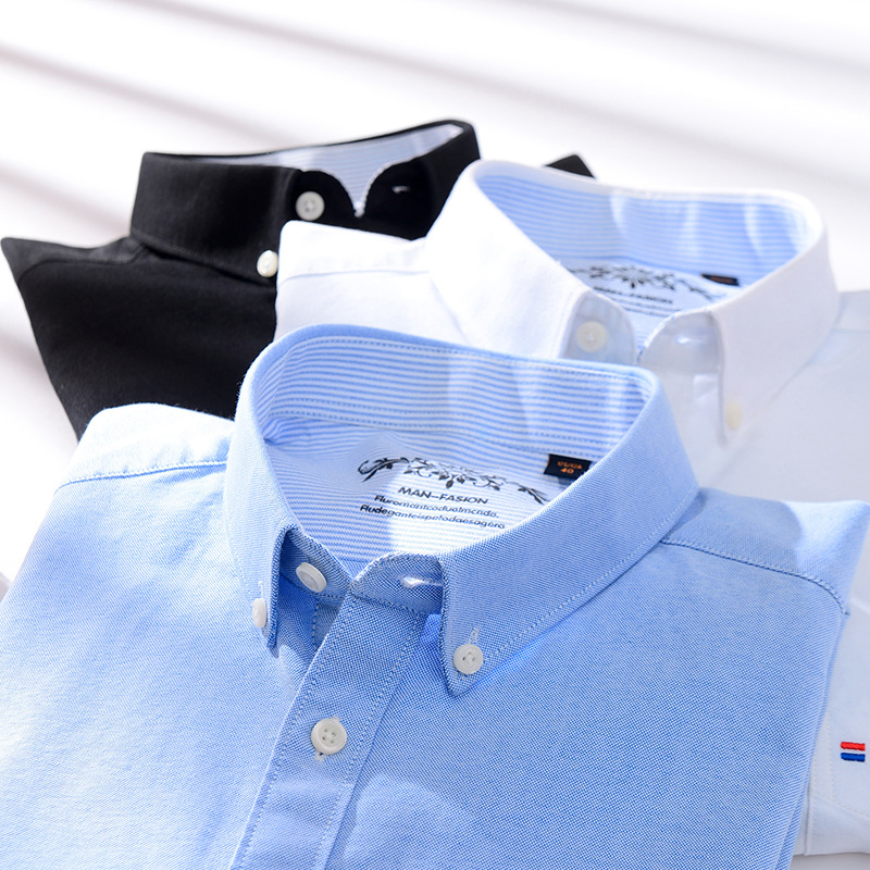 Casual shirt men's coat spring and autumn new coat top 60 cotton Oxford long cufflink collar men's shirt wholesale