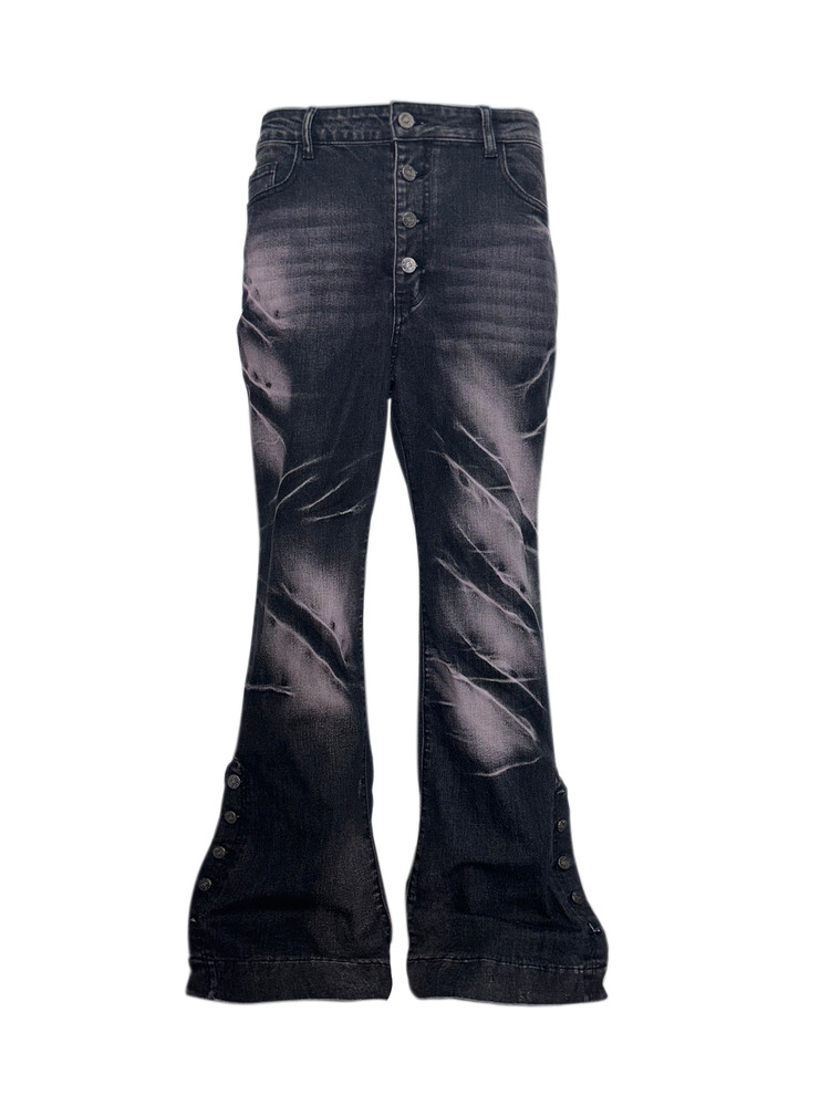 Paiki'Prelude to Cyrus' Mu Zhi Cheng Style Dark Purple Flame Flared Jeans Autumn and Winter Long Pants for Men