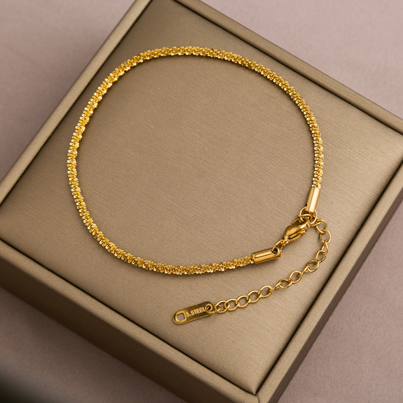 2026 New Trendy Niche Design Titanium Steel Anklet for Women with a High-End Feel, 18K Gold Starry Sky Necklace, Clavicle Chain