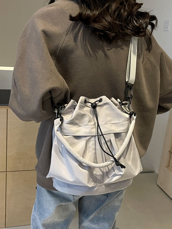 New Korean style fashionable nylon cloth drawstring bucket bag personalized all-match portable shoulder bag daily casual messenger bag
