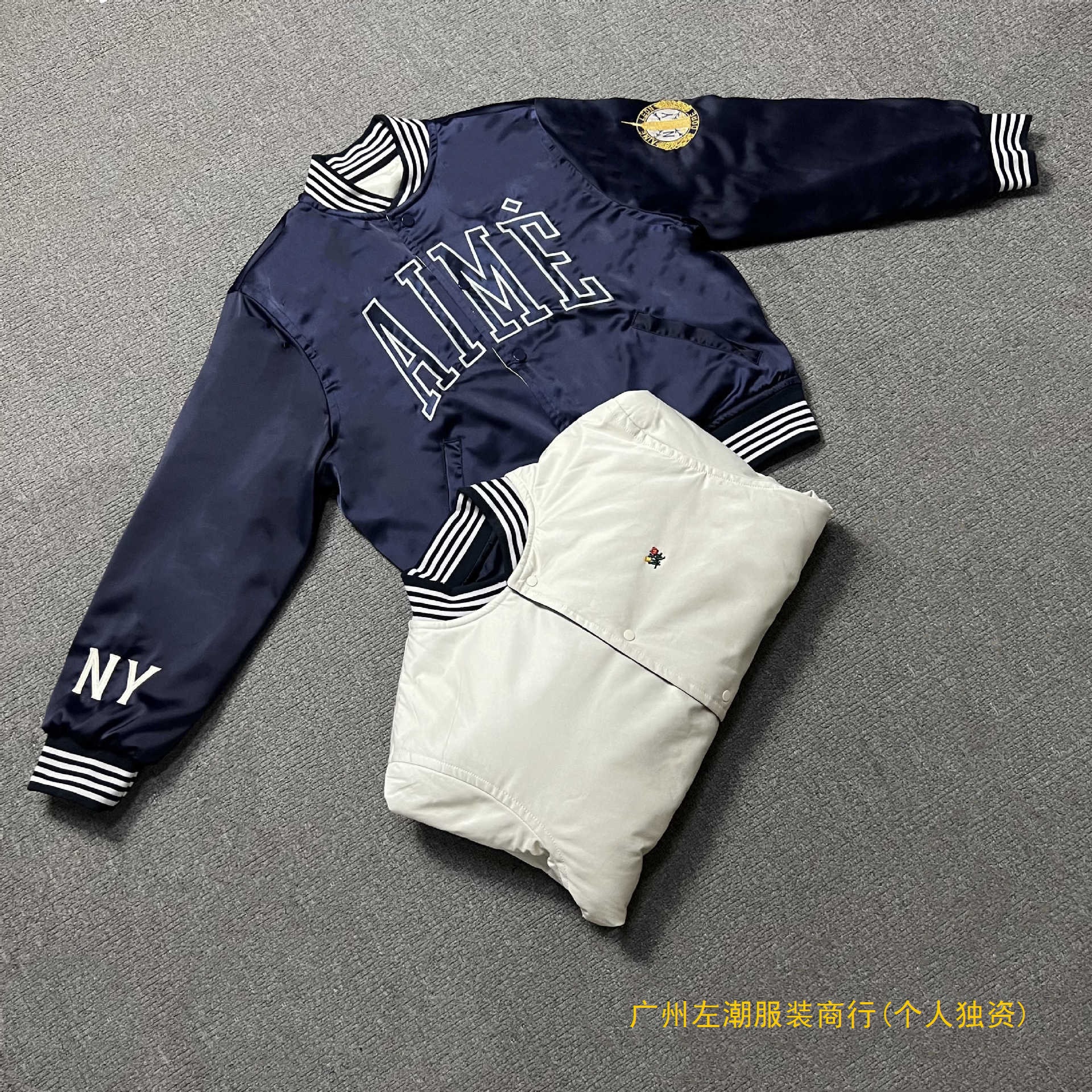 Ald American Retro Heavy-Duty Reversible Jacket Correct Version Letter Embroidery Trendy Wide Silhouette Aime Coat Trendy
