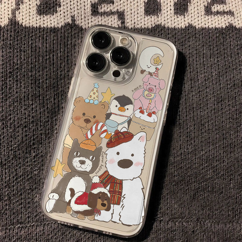 Cute little animals for Apple 15PROMAX 14 mobile phone case 13/12/11 transparent space soft case 16PRO