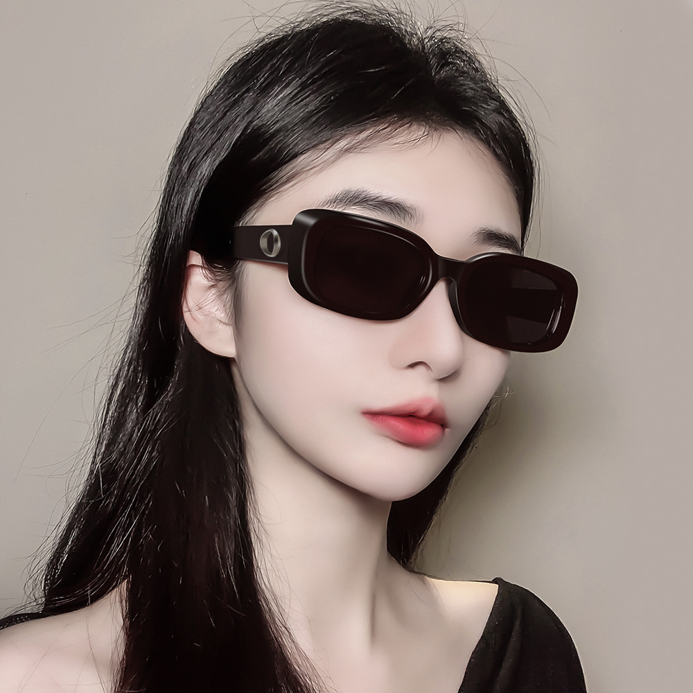 New gm sunglasses women's square slimming high-grade ins elegant UV-proof black sunglasses factory direct sales