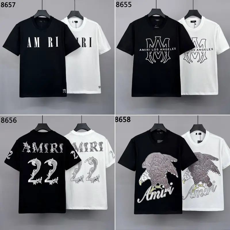 AM collection micro wide version loose printed short sleeve T-shirt 240g cotton round neck T men's short sleeve jacket cross-border half sleeve T