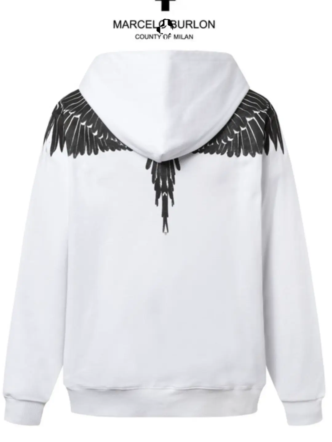 Marcelo Burlon Marcelo Burlon Overseas Authentic White Wings Men's and Women's Mb Long sleeves Hoodie Sweatshirt