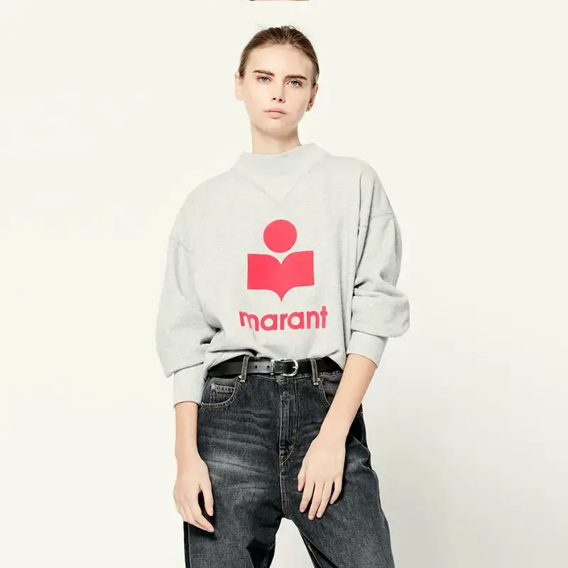 Spring & Fall New Arrival French Is Classic letter Flocking Print High Neck Loose pullover Sweatshirt Women's Batwing Sleeve Tops