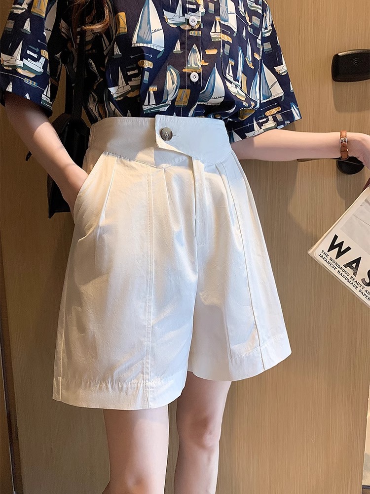 Women's wide-leg shorts summer New plus size chubby girl loose slimming high waist casual pants thin suit shorts