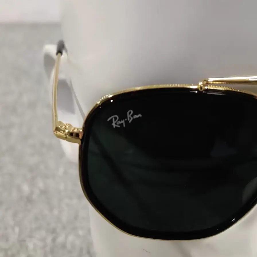 Ray-Ban Metal Aviator Sunglasses Gold Frame Green Lens