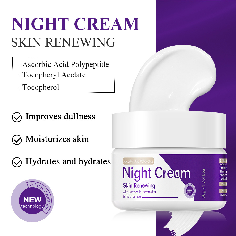 All-English Niacinamide Night Cream Facial Firming Moisturizer Nighttime Sleep Brightening Skin Care Export Cross-Border Wholesale