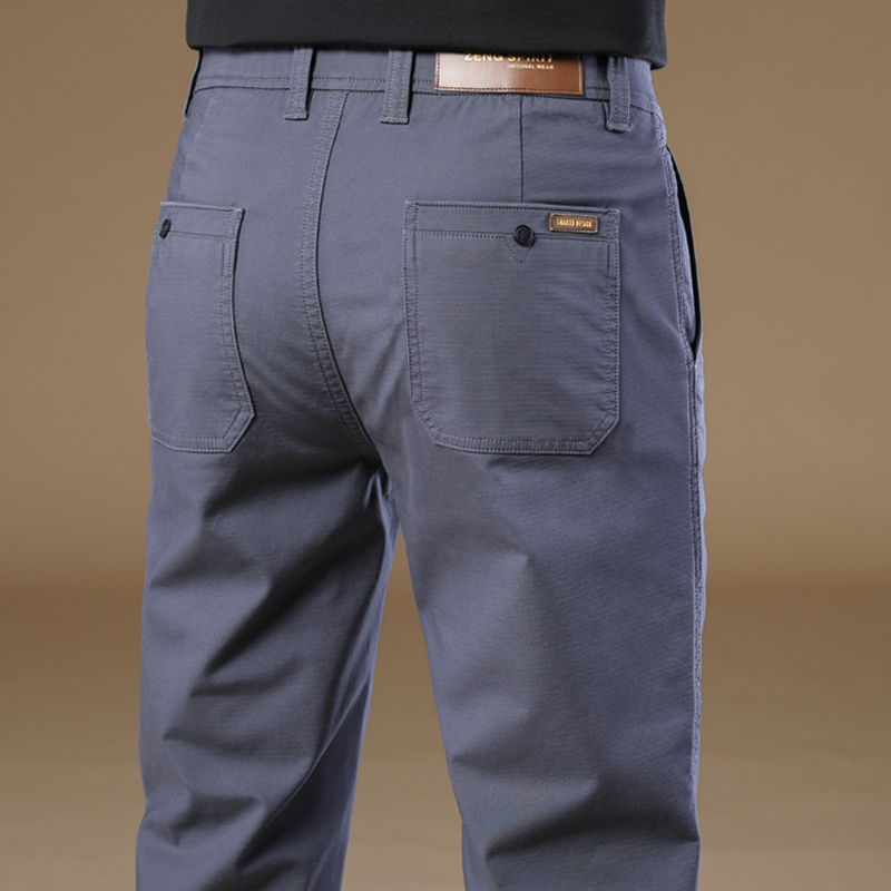 Autumn High-End Men's Straight-Leg Pants 2026 New Business Pure Cotton Gray Casual Dress Pants for Middle-Aged Men