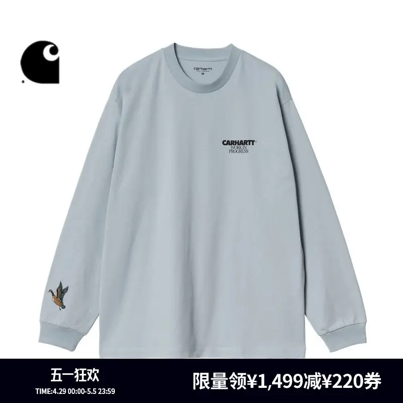 Carhartt Wip Long sleeves T-Shirt Men's Spring/Summer Retro Style Duck Pattern Print Carhartt I 033663 N