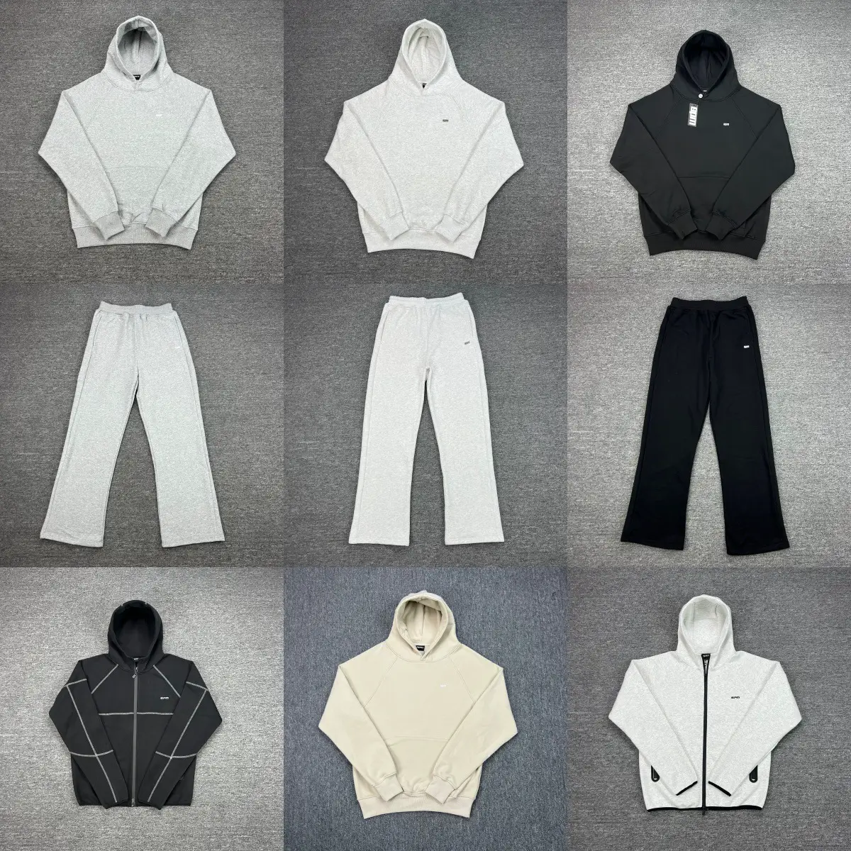 6Pm Small Logo Embroidery Simple Versatile Sports Casual Suit Autumn and Winter Fleece-Lined Hooded Sweatshirt Loose Straight Pants