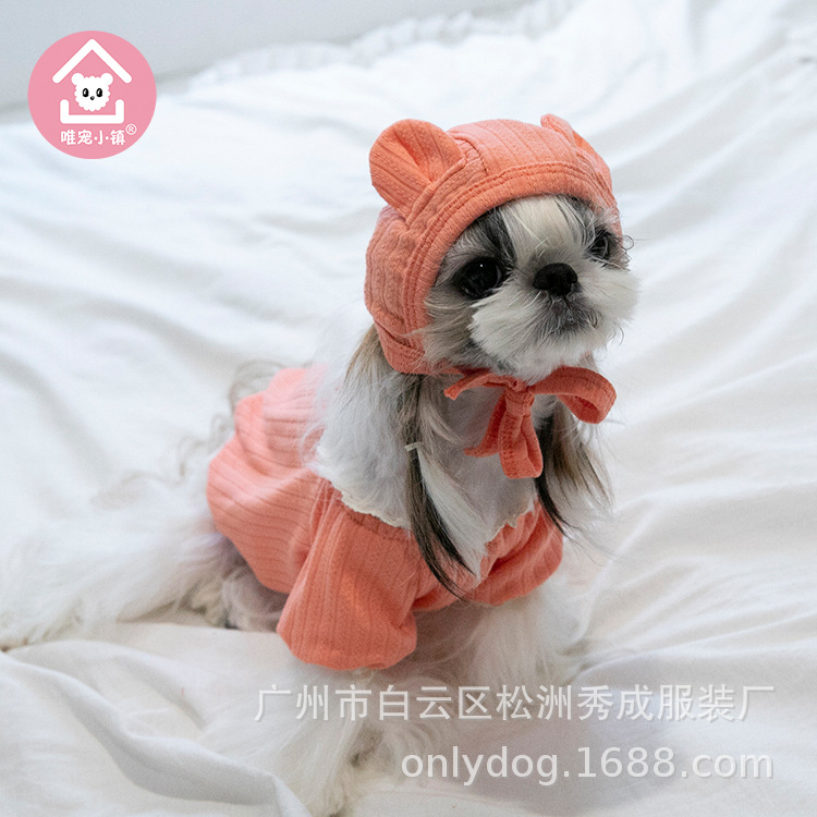 Weipet town autumn and winter New Bear Hat suit pumpkin pet clothes cat and dog clothing teddy bear coat